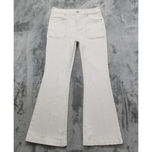 Happily Grey High Rise Flare Leg Denim Jeans Size 9/29 Cream Stretch Pockets